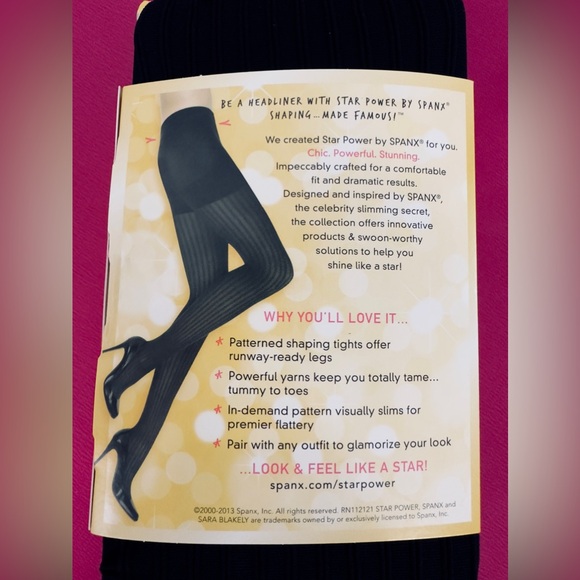 Spanx- Black Striped Patterned Shaping Tights Powerful Firming/Slimming Size E - Picture 4 of 6